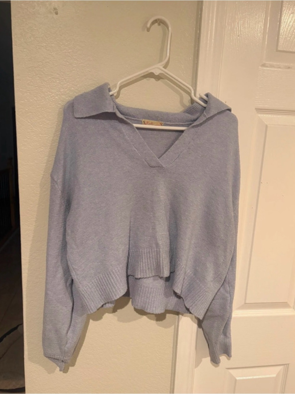 It's Our Time Light Blue V-Neck Collared Sweater